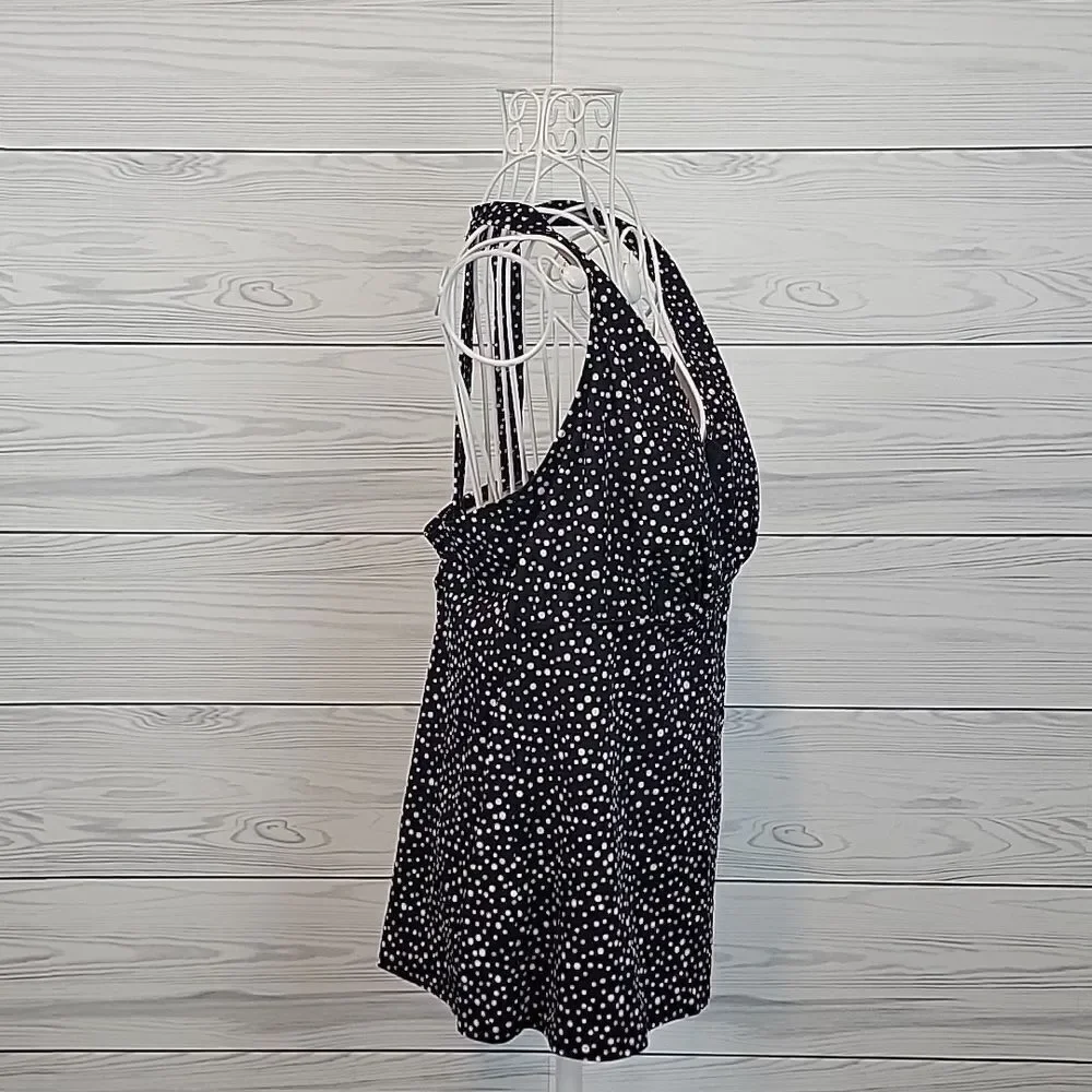Swim 365 polka-dot tankini swim top plus Catalina bottoms Women's Size 20W